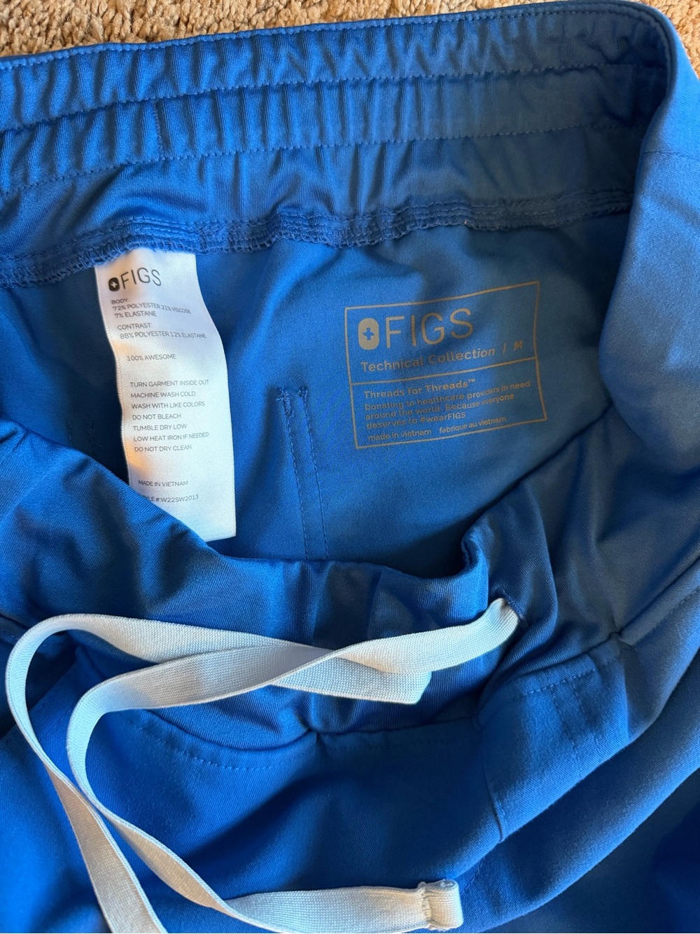 Figs Royal Blue Two-Piece Scrub Set - V-Neck Top & Drawstring Pants - Picture 3 of 3